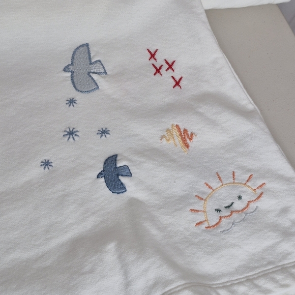 Johnny Was Cleo Short Sleeve Embroidered White French Terry Hoodie - Size S - Picture 11 of 16